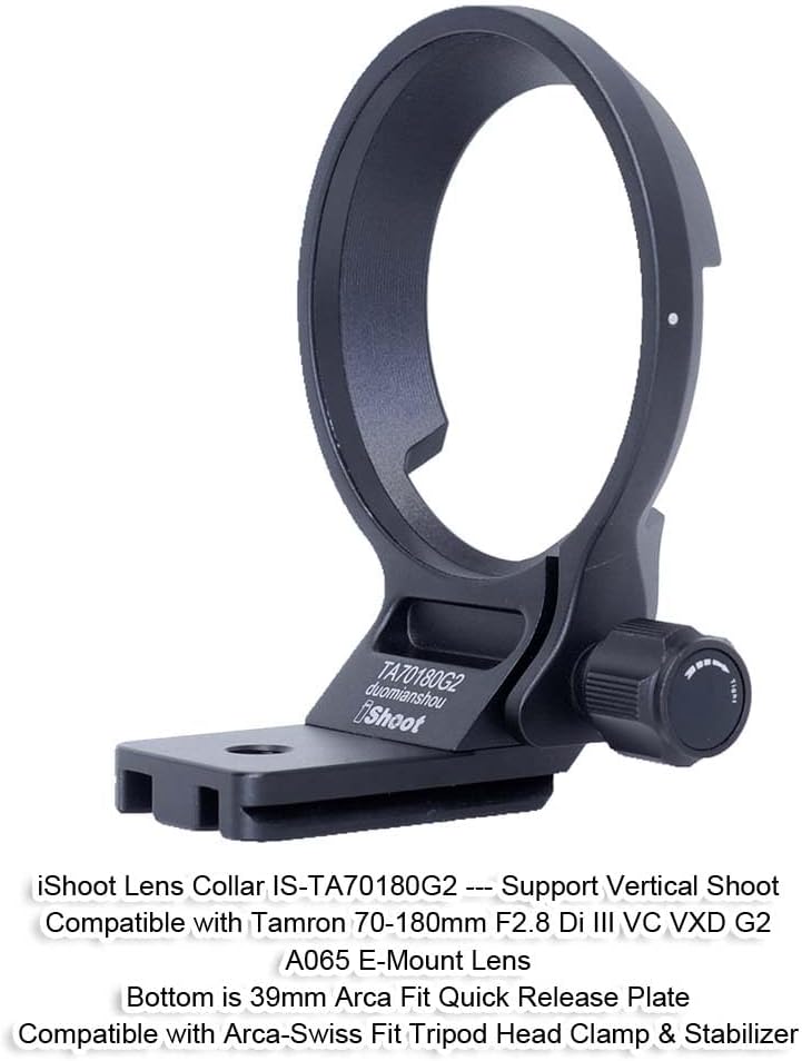 iShoot Tripod Mount Ring Lens Collar Compatible with Tamron 70-180mm f/2.8 Di III VC VXD G2 A065 E-Mount, Support Holder Bracket Arca-Swiss Fit Quick Release Plate for Arca Fit Head Clamp & Stabilizer - Image 2